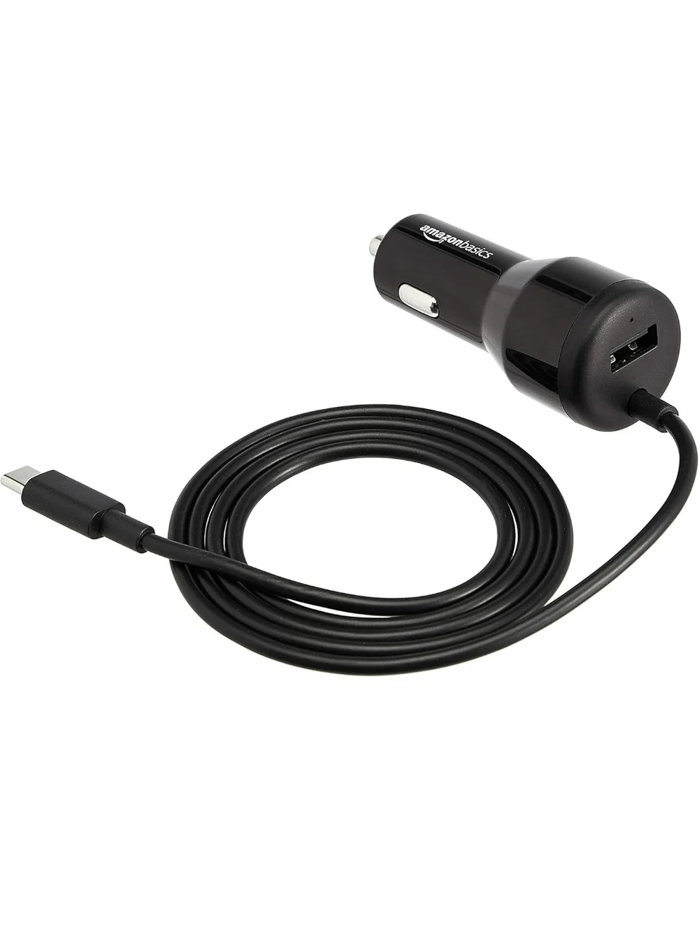 AmazonBasics USB-C Car Charger with USB-A Port - Black